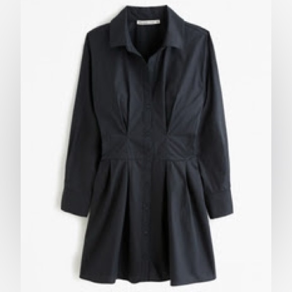 Abercrombie & Fitch Black Poplin ShirtDress, size M Tall - Picture 11 of 12